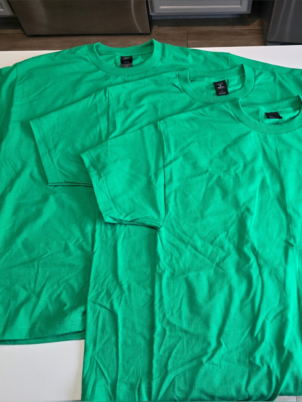 New 3 Pack Hanes Green Beefy Crewneck T-Shirt